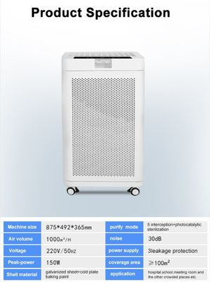 UV de Luchtzuiveringsinstallatie van het bureaugebruik 150W met Plasmasterilisator
